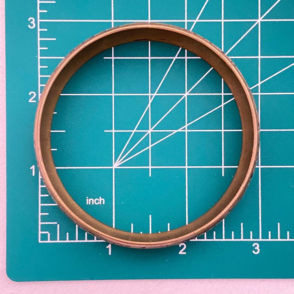 💎Bangle Bracelet Bronze Tone Chunky Flower Leaf Engraved - Picture 7 of 8